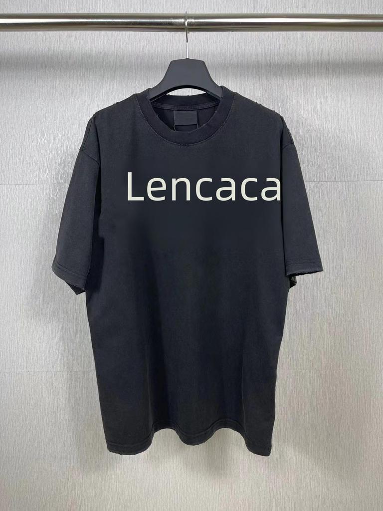 B Brand SS24 Vintage Paříž Logo Páska Prané Volné Tričko