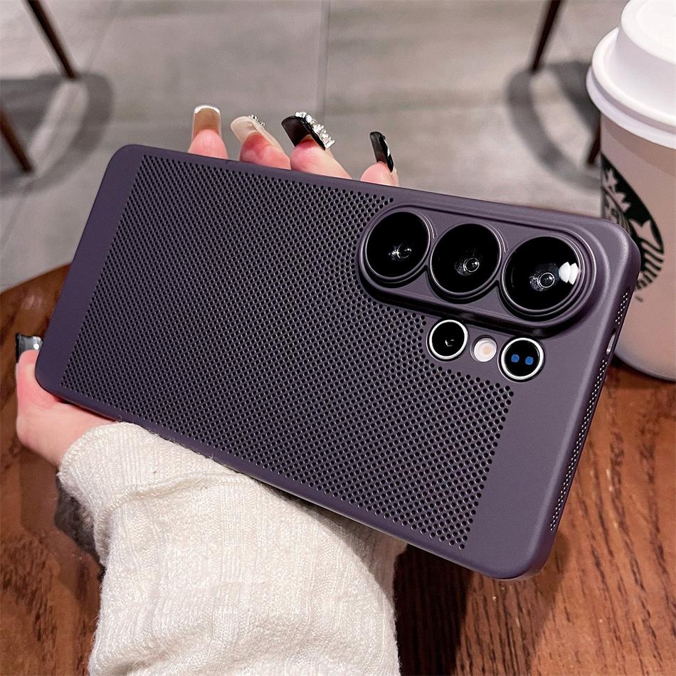 Wärmeableitendes atmungsaktives Netz-PC-Gehäuse für Samsung Galaxy S26 S2 S24 S23 S22 Ultra S21 Plus Linsenschutz Dünne matte Hartschalenabdeckung