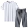 Large Size Sports Suit Men's Short Sleeved Two-piece Set Men's Running and Fitness Clothes Summer Loose Thin Ice Silk Sportswear