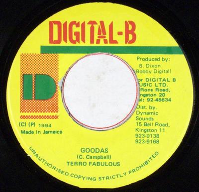 7inch Record TERROR FABULOUS - Goodas NONE Digital-B 1994 Japan Reggae, Ska & Dub Used