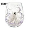 Exquisite Holiday Gifts for Friends Halloween 3D Embossed Glass, Pumpkin Ghost Spider Web Painted Tumbler, Stylish Party Drinkware Accessories