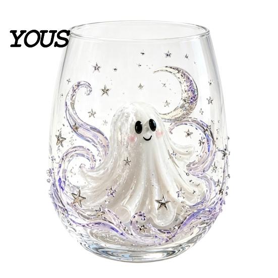 Exquisite Holiday Gifts for Friends Halloween 3D Embossed Glass, Pumpkin Ghost Spider Web Painted Tumbler, Stylish Party Drinkware Accessories