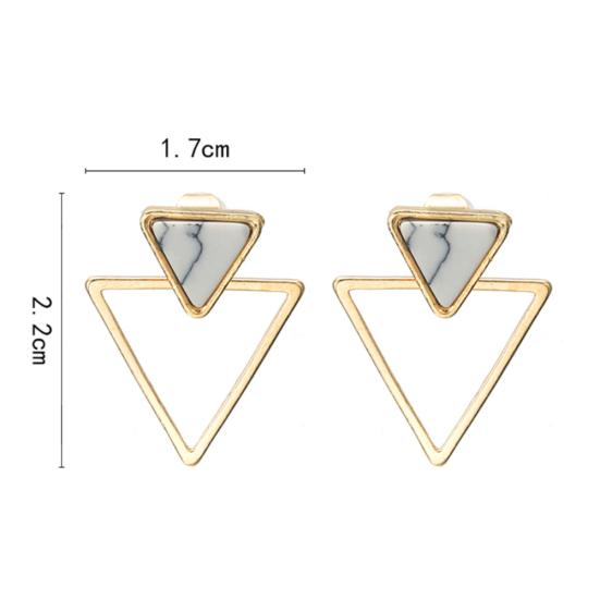Simple Women Double Triangle Hollow Pendant Jacket Ear Stud Earrings Jewelry