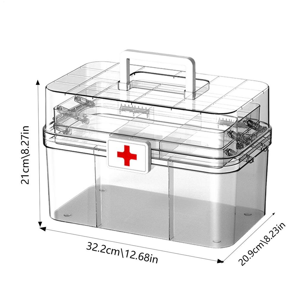 Large Capacity Family Medicine Organizer Box 3 Layers Medicine Cabinet Family Kit Case Portable First Aid Kit with Handle