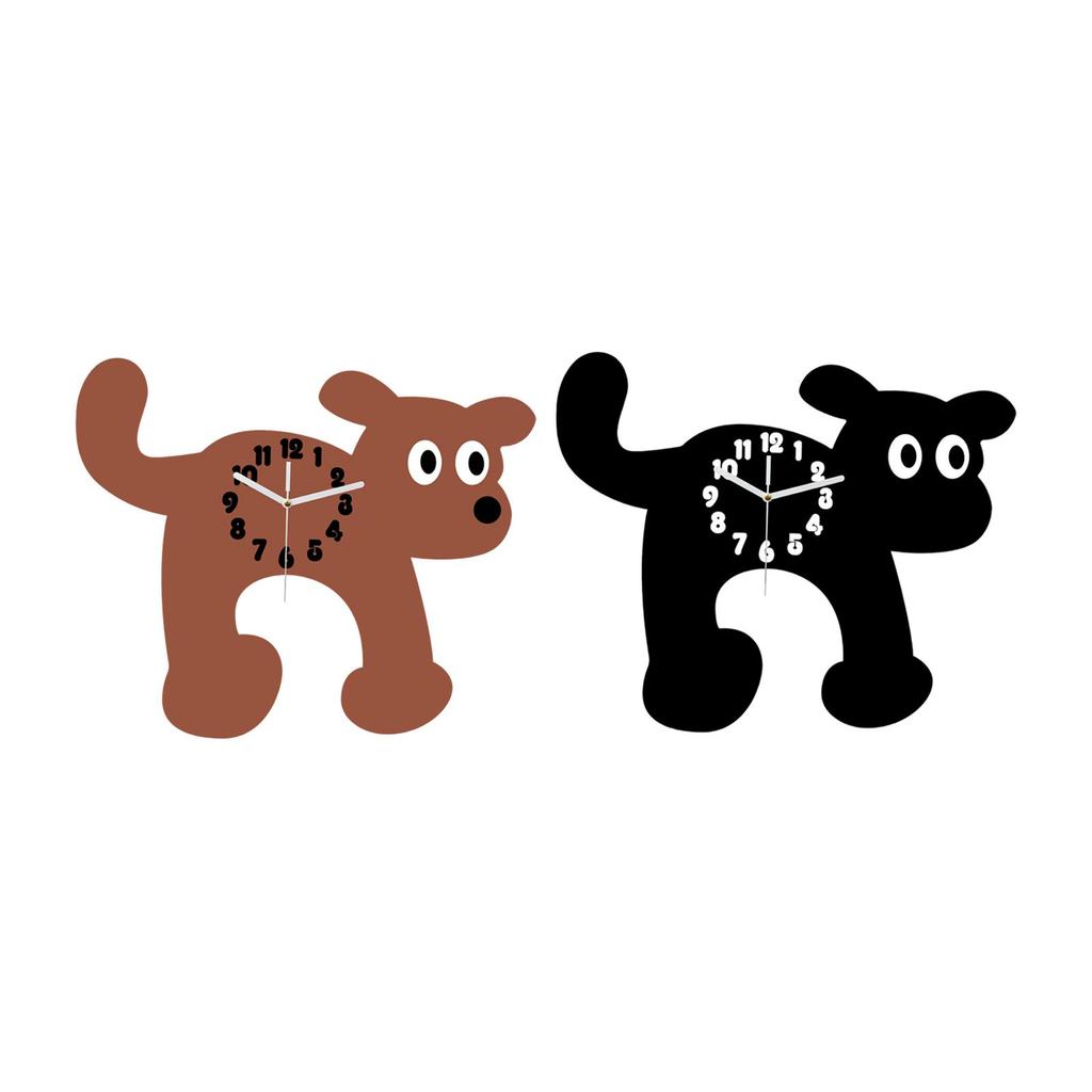 Cute Dog Wall Clock Acrylic Non Ticking Silent Cartoon Room Clock for Kids Nursery and Living Spaces