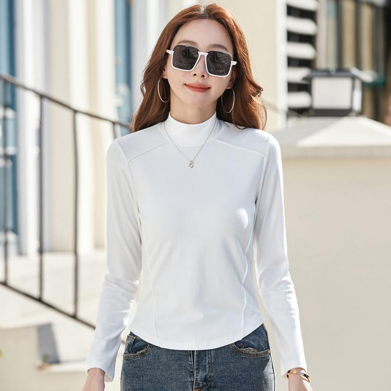 

Женские осенние и зимние топы, полуводолазка, утолщенная эластичная блузка, футболка с длинными рукавами и утягивающей талией в новом стиле 3XL