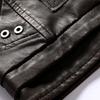 Men's Lapel Leather Jacket High Quality Simulated Leather PU Jacket Motorcycle Jacket