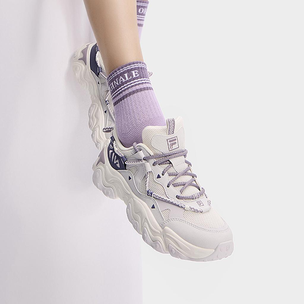 FILA Fluid 5 Cat Paw Shoes 5.0 Youth Vitality Fashion Trend Non-Slip Wear-Resistant Low-Top Casual Shoes Women sneaker White Purple F12W432101FGO