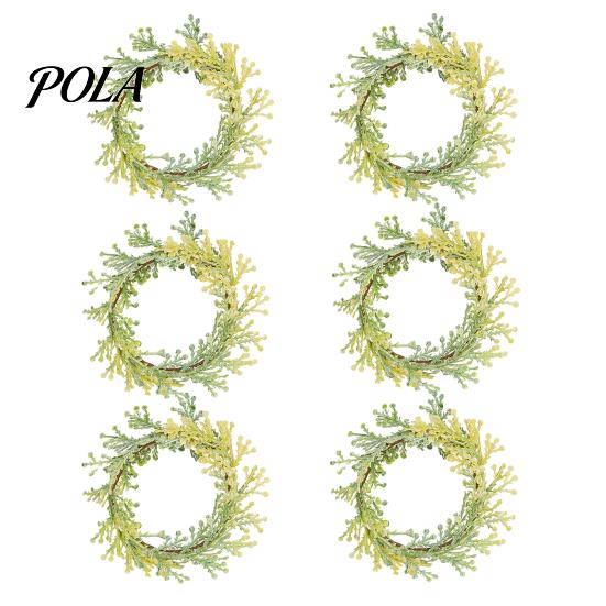 Elastic Napkin Holder 6Pcs Rings, Design for Light And Thick Household Napkins, Imitation Holly Leaf Accessory Weddings Parties Home Use Durable Ring
