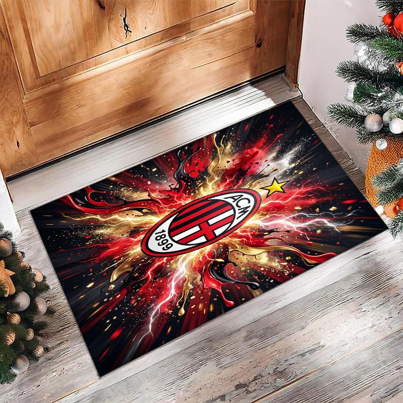 AC Milan Geprint Flanellen Vloerkleed Antislip Zacht Polyester Vloerkleed Binnen Decoratie Mat voor Slaapkamer Woonkamer Bank Speelkamer Huisdecoratie