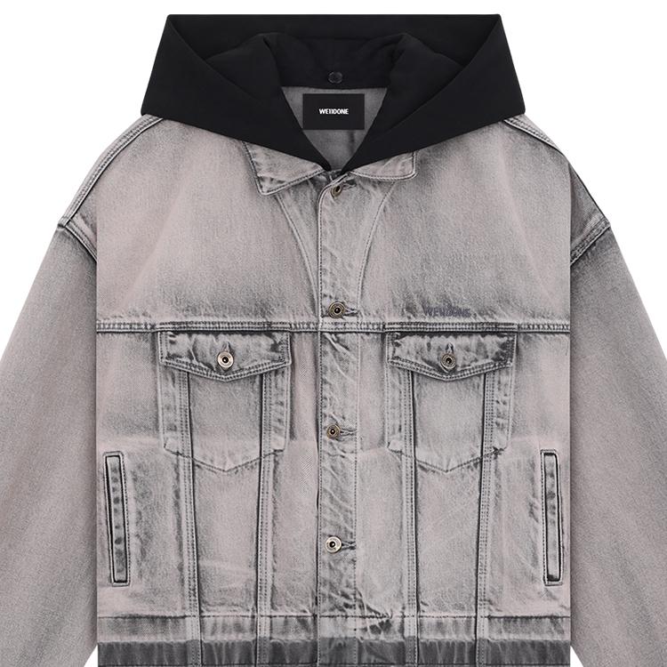 WE11DONE Ss26 Hooded Long Sleeve Casual Comfortable Denim Jacket Unisex Jacket WD-DJ0-26-320-U-BK