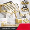 TLXT Brushed Gold Aluminum Bathroom Towel Rack with Storage Shelf