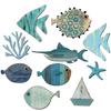 10Pcs Retro Ocean Animal Decoration Wall Art Fish Wall Decor Wooden Decorations  Summer Outdoor