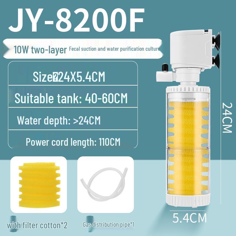 3-in-1 Aquarium Filter & Feces Separator with Built-in Circulating Water Pump