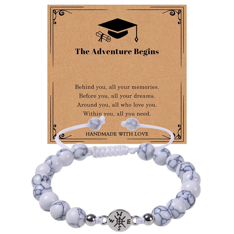Creative Natural Stone Compass Bracelet Tiger Eye Stone Black Magnet Bead Bracelet Weaving Graduation Season Gift