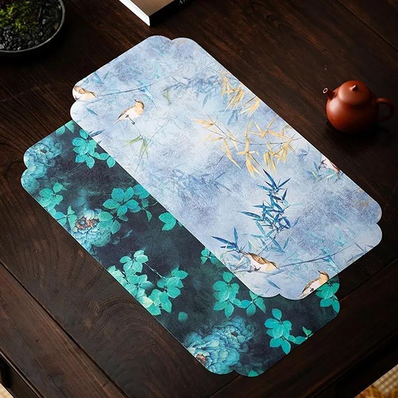 Chinese-Style Retro Zen-Inspired Double-Sided Waterproof And Non-Slip Tea Table Mat, Dry Brewing Mat, Long Table Runner