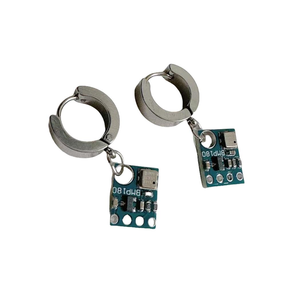Cyberpunk Alien Circuit Earrings Futuristic Drop Earrings Cuff Earrings Alloy Texture for Science Fiction Enthusiasts