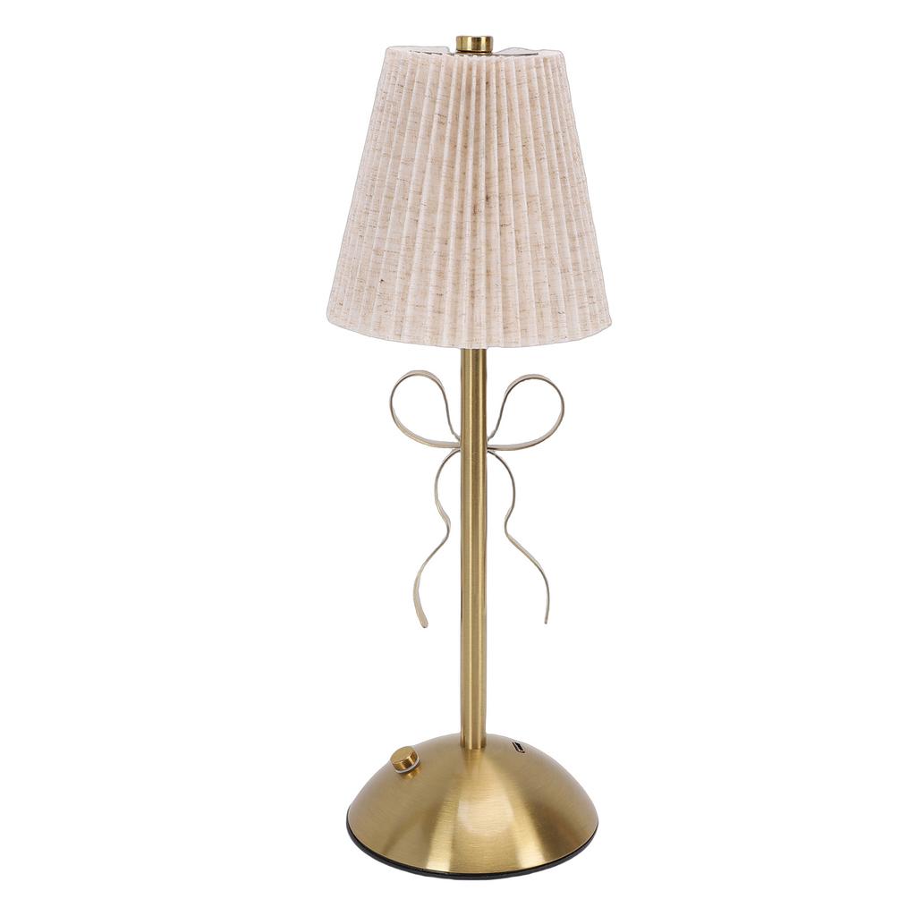Fabric Bow Lamp Cordless Modern LED Bowknot Table Cute Nightlight Rechargeable for Bedroom
