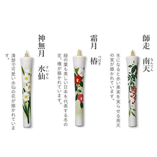 Daiyo Illustrated Candles, Floral Set B for the Twelve Months