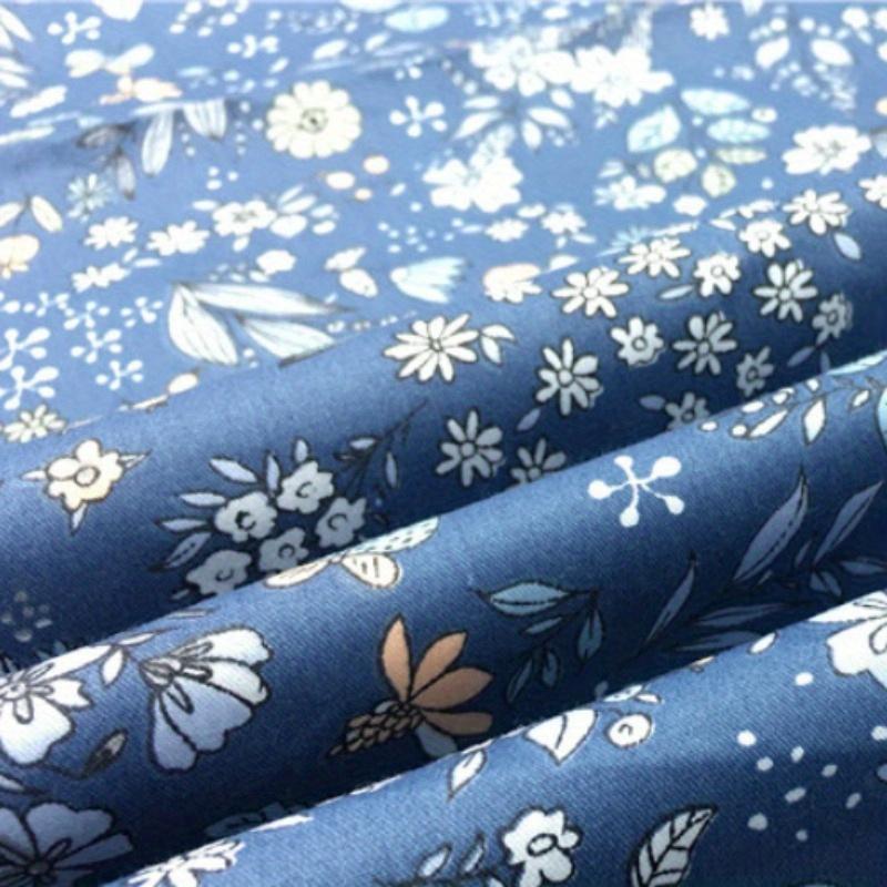 

1 шт. Ткань с цветочным принтом из хлопка, предварительно вырезанный материал для стегания и шитья для поделок своими руками и декора в стиле пэчворк 50x158cm синий