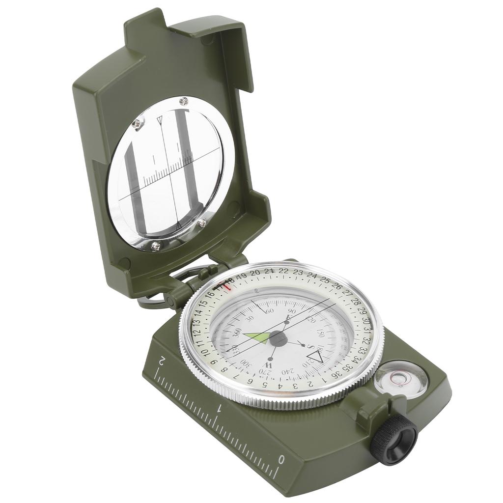 DC60‑2A Aluminium Alloy Foldable Multifunctional Luminous Compass Outdoor SuppliesArmy Green