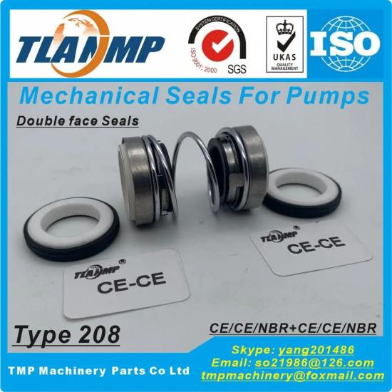 208-40 Double Face Mechanical Seals (Material: CA-CE-NBR, SiC-SiC-VIT, CE-CE-NBR) | Shaft Size 40mm, Outer Size 58mm CE-CE-NBR CE-CE-NBR