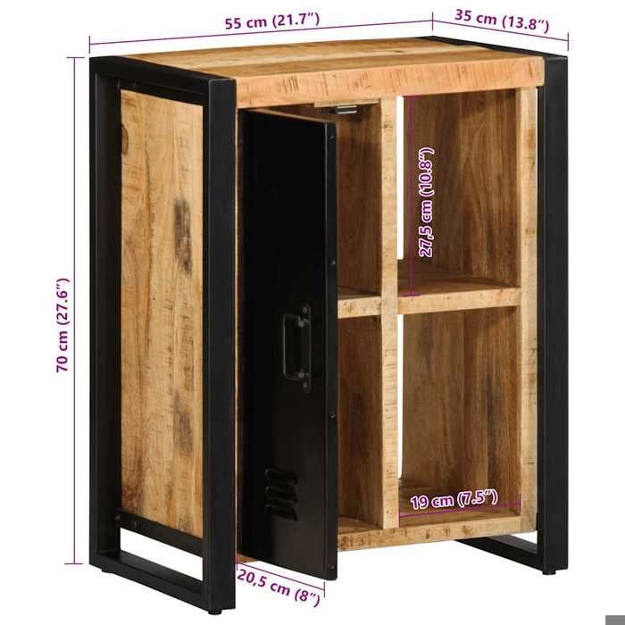 VidaXL Buffet 55x35x70 cm bois de manguier brut massif, armoire, placard, buffet haut, armoire latérale, armoire de 4013577