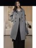 Hepburn-Style Double-Breasted Cashmere Coat for Women - 2024 Autumn/Winter Mid-Length Woolen Elegance
