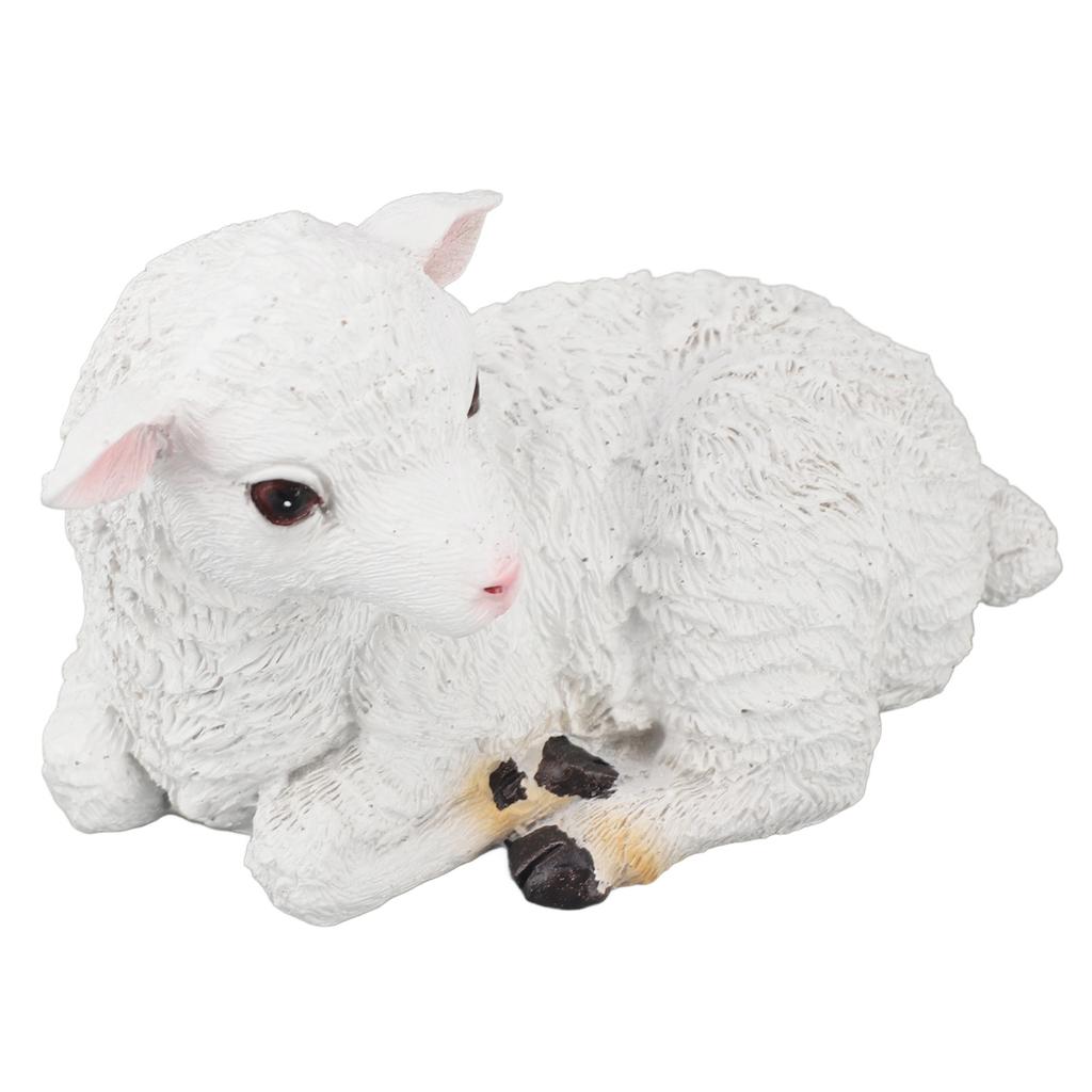 Sheep Statue Hand Made Lifelike Lamb Shape Figurine Resin Garden Sculpture for Indoor Outdoor Decoration