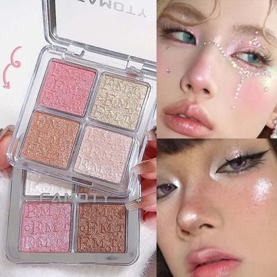 4 Colors Diamond Highlighter Powder Palette Glitter Face Contour Brighten Makeup Shimmer Illuminate Cosmetics