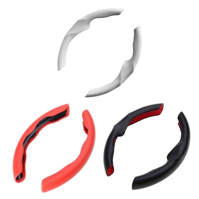 Car Soft Leather Carbon Fiber Steering Wheel Cover Four-Seasons Universal Fits for  Y Vehicles Sedans SUVs Trucks