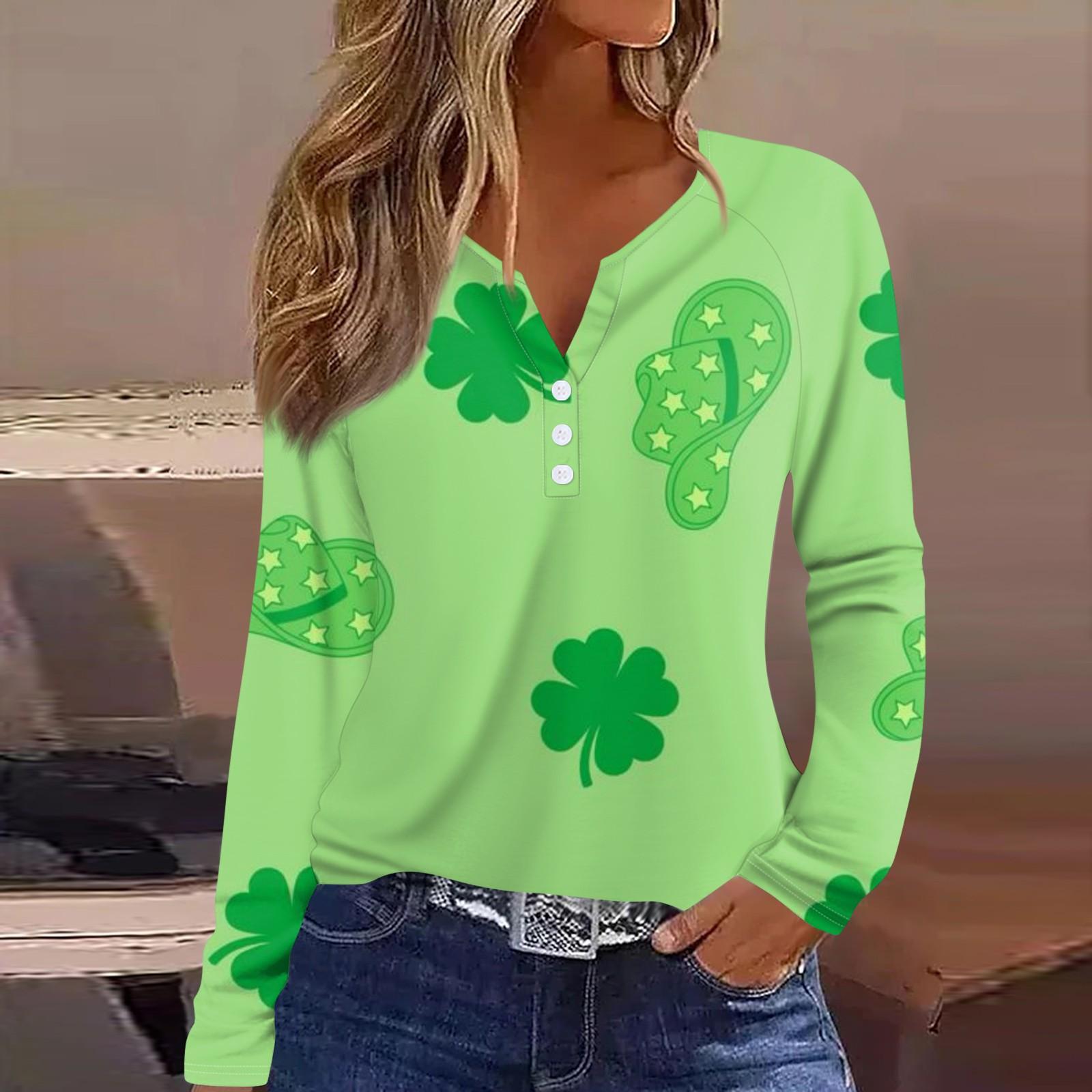 

Женская модная повседневная футболка с V-образным вырезом и длинным рукавом на пуговицах M