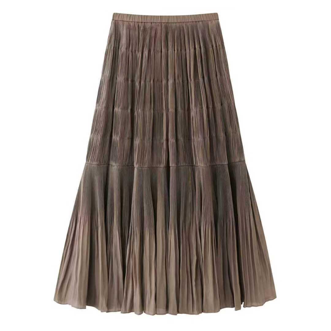 Spring 2026 Women s Casual Mesh Pleated Mid-Length Skirt M легкие хаки