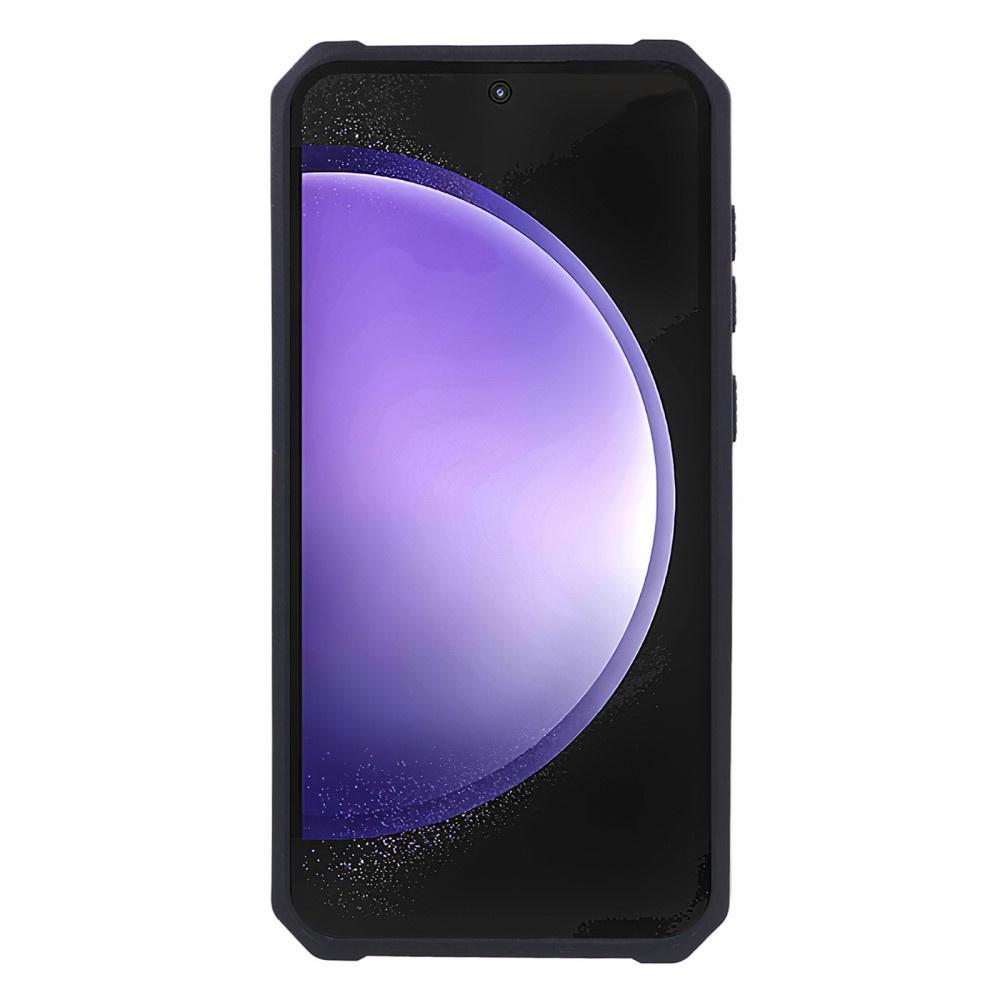 Armored Case for Samsung Galaxy S23 FE, Camera Slide Card Slot, Black + 9H Glass