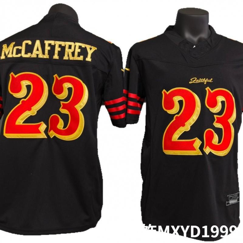 Camiseta de Rugby para Hombre Equipo 49 Nº 23 McCaffrey Negra Tercera Generación Camiseta Deportiva de Rendimiento