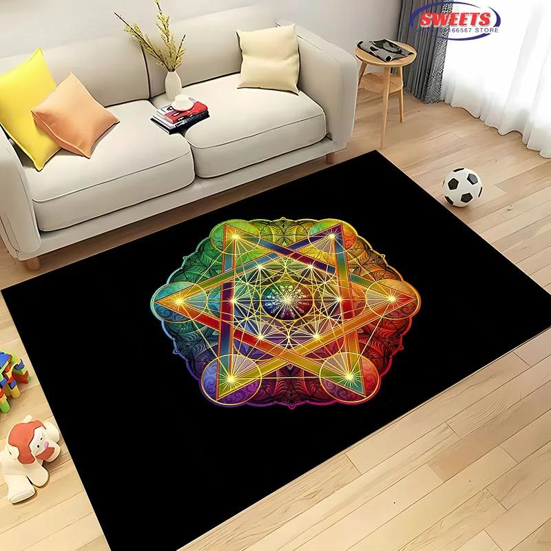 Neue Produkte schnell versandt! 3D Heiliger Metatron-Würfel Muster Teppich Wohnzimmer Teppich Schlafzimmer Sofamat Kinder Rutschfeste Bodenmatte