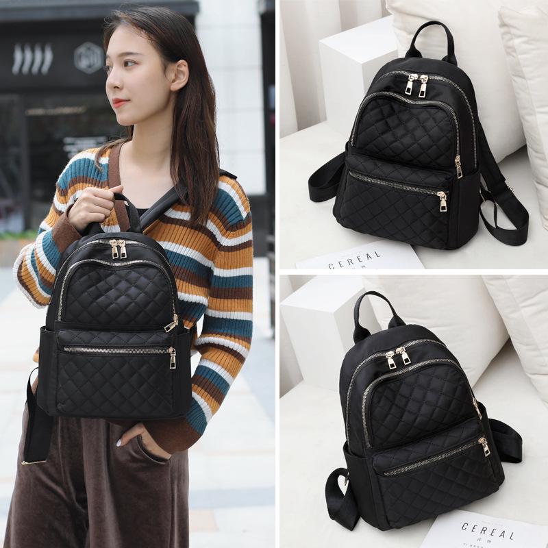 2024 Korean Style Women's Plaid Embroidered Travel Backpack