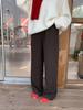 Plus Size Women's High Waist Soft Warm Straight Leg Pants - Casual Wide-Leg Autumn/Winter.