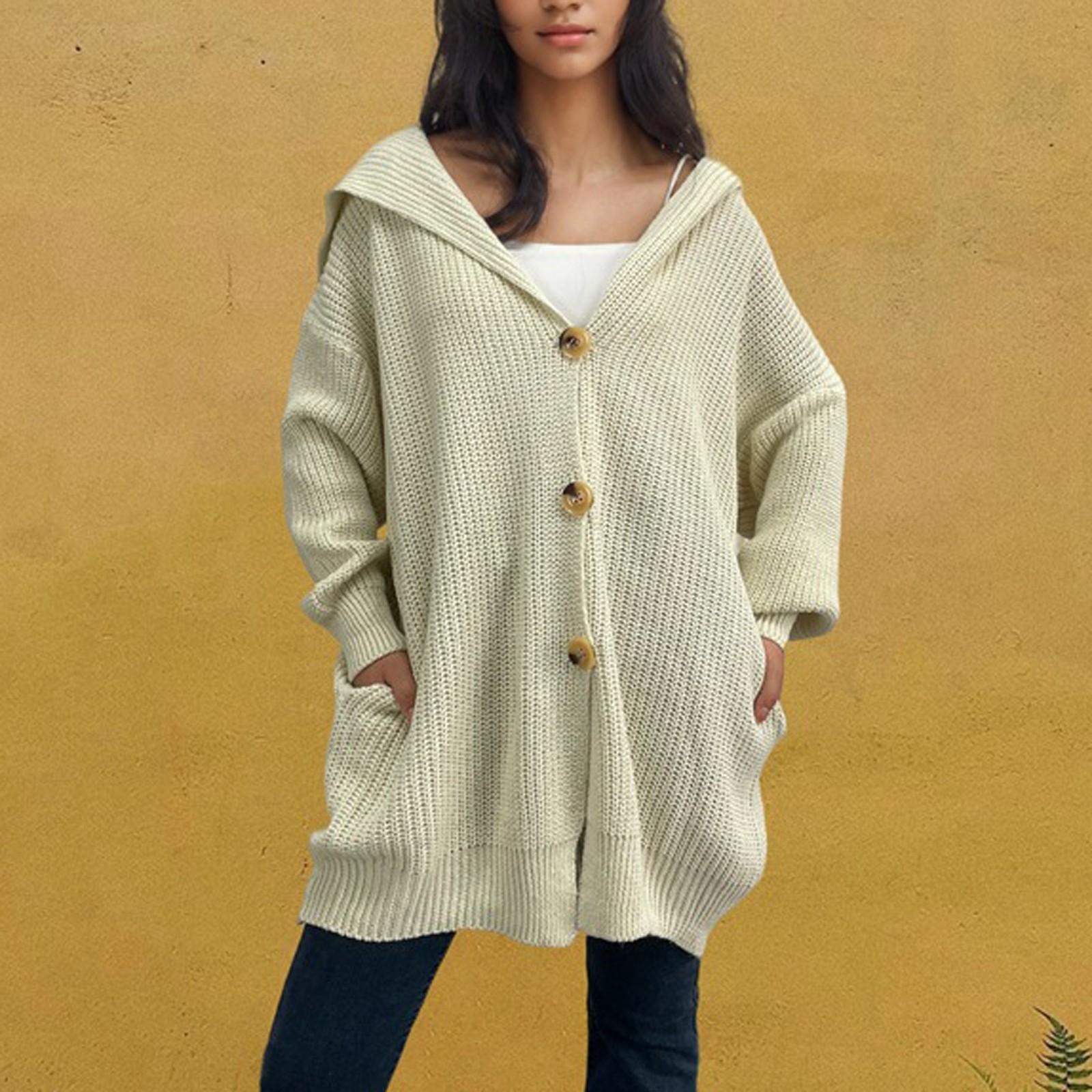 

Женская мода осень/зима однобортный кардиган свитер свободный лацкан свитер пальто S белый