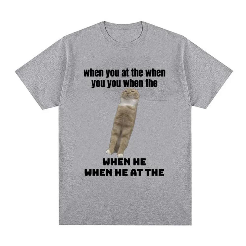 Fashionable Cotton Cat Joke T-Shirt Short Sleeve Crew Neck for Men And Women Streetwear Style Fun And Interesting Design