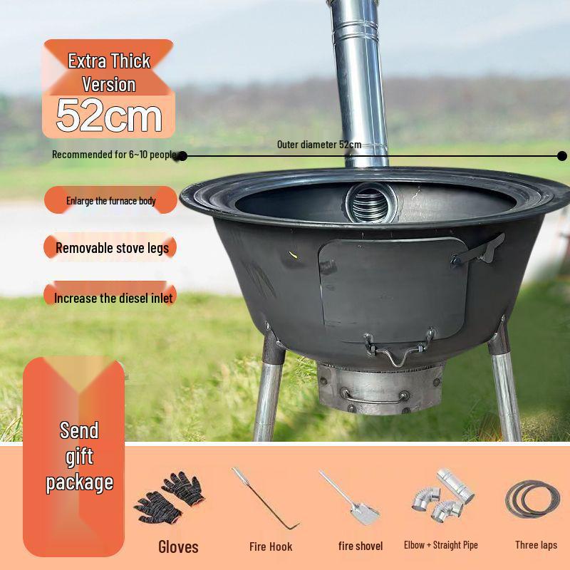 Thickened Movable Outdoor Wood-Burning Stove for Large Pots - Perfect for Family Use in Rural Areas