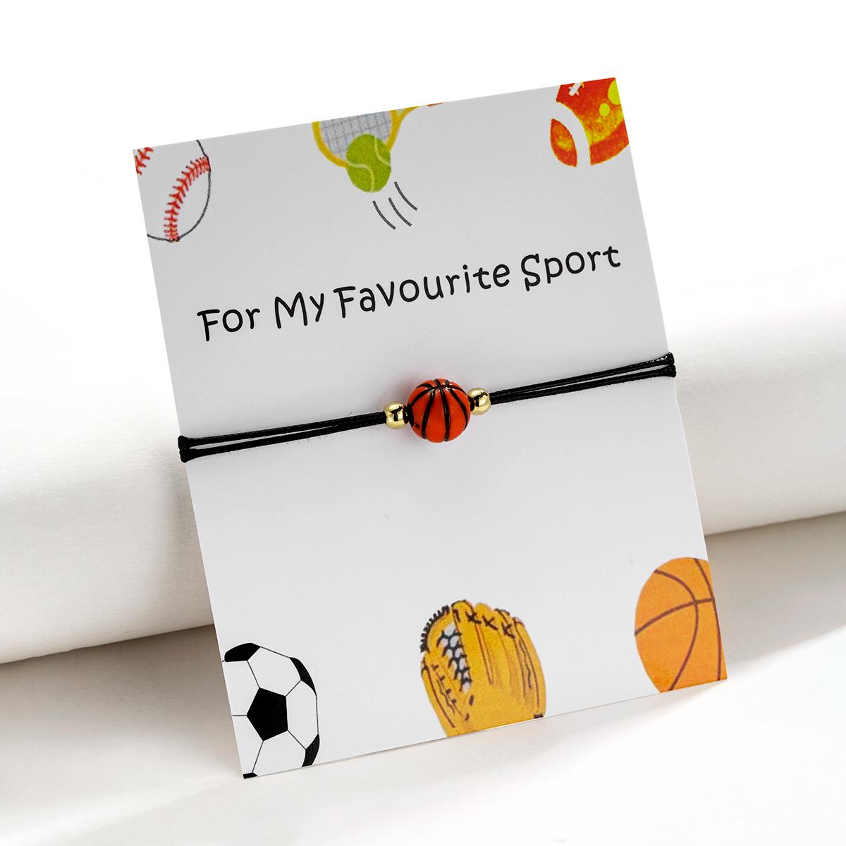 

Fashion Sports Style Basketball Football Volleyball Alloy Pendant With Adjustable Rope Chain Bracelet Card Jewelry as Gifts