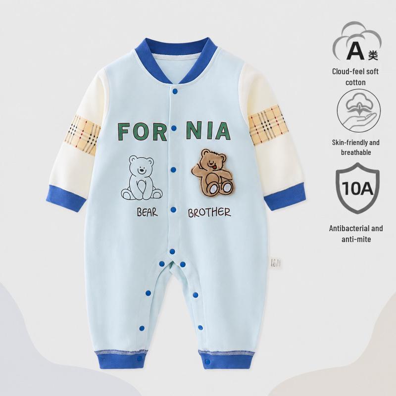 Nation's Top-Selling: Antibacterial Cotton Baby Bodysuit for Spring & Autumn - Long Sleeve, Perfect for Crawling & Home Wear.