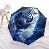 1 PC Automatic Folding Umbrella - Electric Tiger Pattern, Portable & Foldable Design with 8 Ribs, Christmas Birthday Gifts