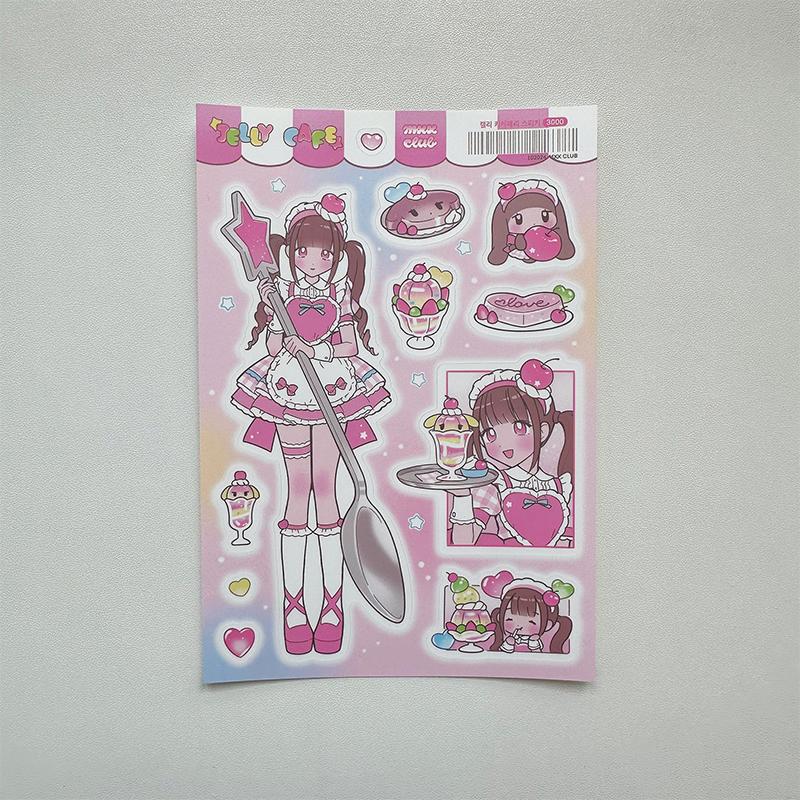 1/9pcs Korean Sweet Cool Girl Stickers Cute Cartoon Anime Girl Stickers Journal Diary Notebook Scrapbook Diy Decorative Stickers