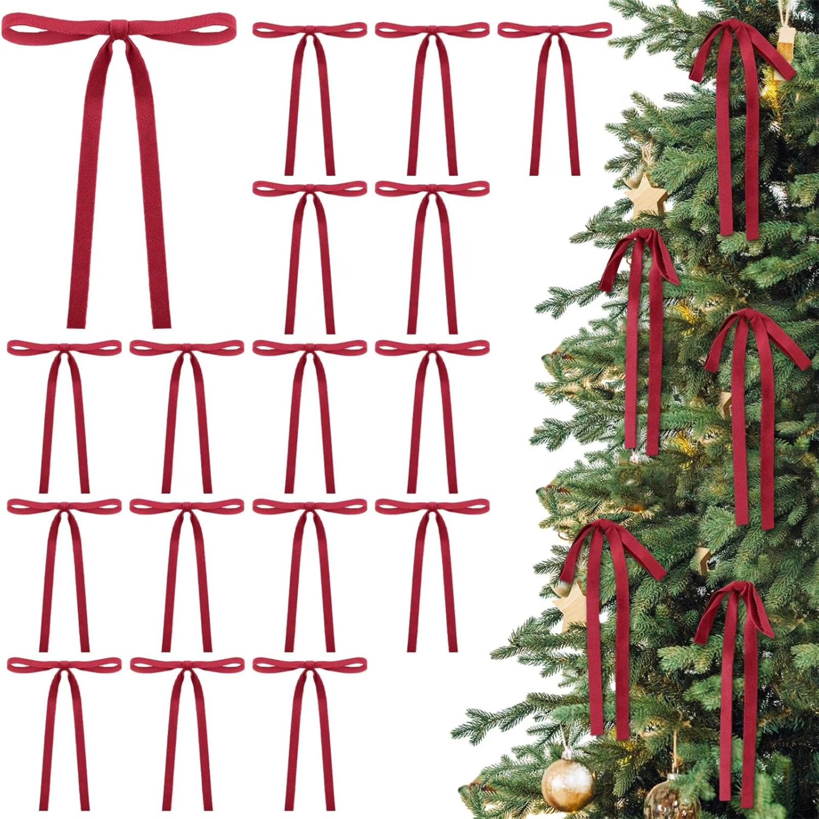 

Бархатные банты Рождественские украшения для елки Винтажные двухсторонние бархатные ленты Банты для гирлянды, венка, для помещения и улицы на Рождество One Size