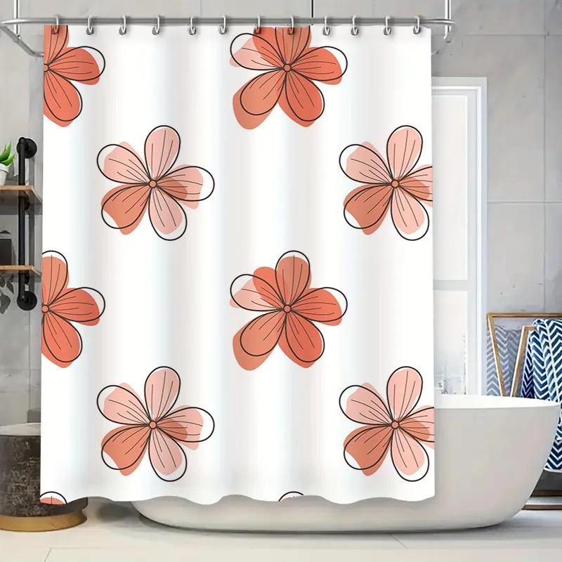 

Pink Flower Bath Curtain, Printed Shower Curtains With Rustic Style Decor, Pink Floral Shower Panels For Bathroom Decoration Acc W60H190(CM)-1 Pcs