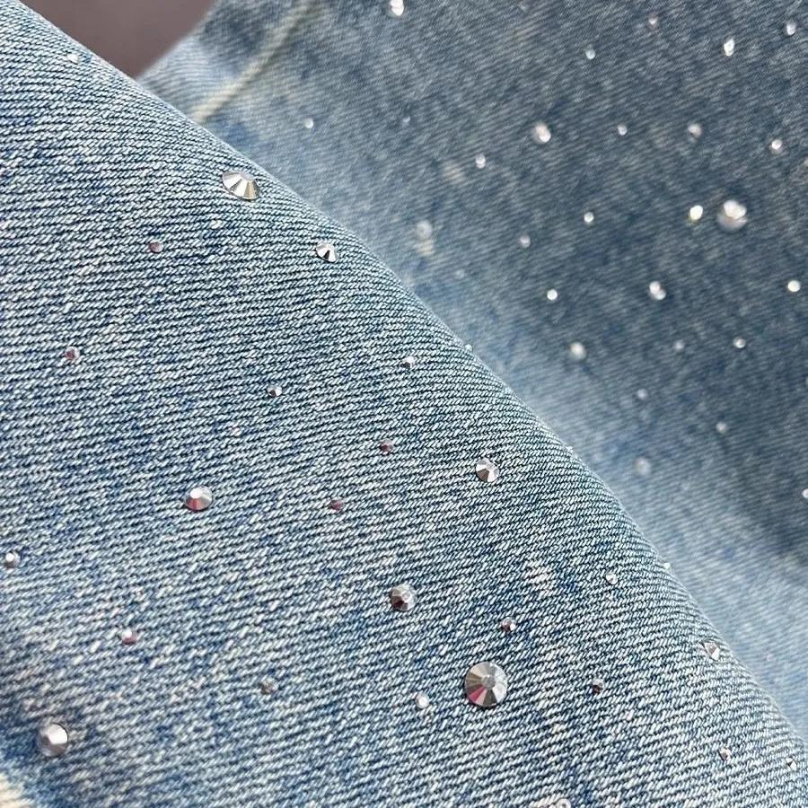 Spring Summer Pendant Design High Waist Wash Jeans Women's  Loose Slimming and All-Matching Straight-Leg Pants