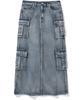 NOT4NERD W Denim Cargo Long Skirt - Deep Blue