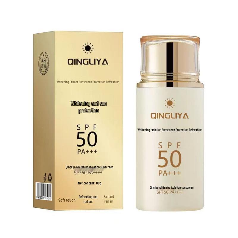 5-in-1 SPF50+ PA+++ Sunscreen Cream: Isolates, Whitens, Brightens, Protects Against UV, Enhances Bare-face Glow Qing Li Ya Sunscreen Cream
